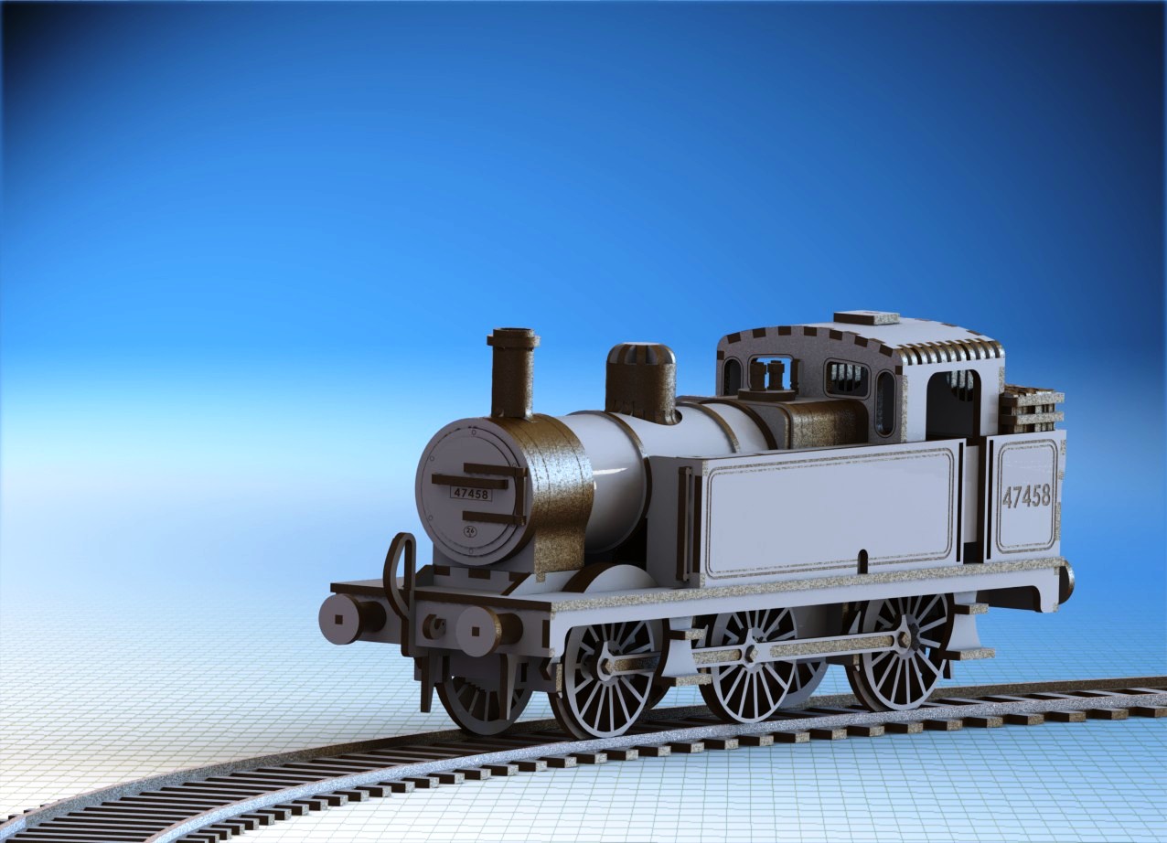 激光下料拼图小火车头AutoCAD-SOLIDWORKS